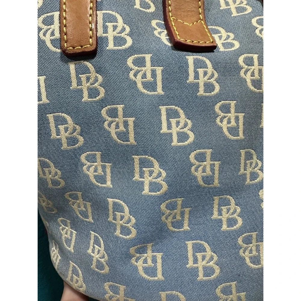 Vintage 1975‎ Dooney & Bourke Blue and Tan Canvas and Leather Handbag RARE